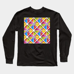 Geometric Pattern, Square Motifs Long Sleeve T-Shirt